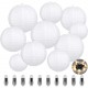 LIHAO 10er weiße Papier Laterne Lampions rund Lampenschirm mit 10 Pcs Warmweiß Mini LED-Ballons Lichter Hochzeit Dekoration Papierlaterne Verschiedene Größen - BQXWO328