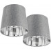 Navaris 2x Lampenschirm Tischlampe E14 rund 15,2x13,7x17,2cm Lampenschirme für Tischlampen Set E 14 Leuchtenschirm Grau Silber - BRKJHQBM