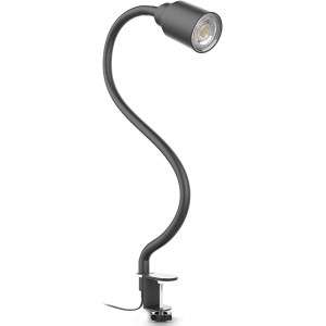 B.K.Licht LED Klemmleuchte Schreibtischlampe mit 5W GU10 Leuchtmittel Schwanenhals Lampe schwarz 54,5 cm - BXJNZ7EV