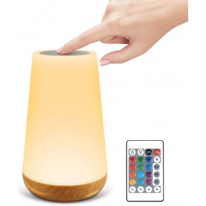 BNGXR LED Nachttischlampe mit Touch-Funktion und Fernbedienung 13 Farben RGB Farbwechsel und 3 Modi USB Aufladbar Touch Dimmbar Atmosphäre Tischlampe für Kinder Schlafzimmer Camping - BRLJKHJQ
