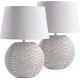 BRUBAKER 2er Set Tisch- oder Nachttischlampen Weiß Keramikfüße in zweifarbigem mattem Finish 38 cm Höhe Weiß grau - BLQLU9VW
