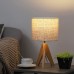 EDISHINE 2er Set Nachttischlampe aus Holz Stativ Tischlampe E27 Fassung vintage beiger Lampenschirm aus Leinen für Schlafzimmer Wohnzimmer CE-Zertifiziert - BCYITKEH