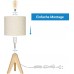 EDISHINE Nachttischlampe Tischlampe Holz E27 Fassung Stativ Vintage Landhaus Beiger Lampenschirm aus Leinen für modern Deko Schlafzimmer Wohnzimmer Nachttisch Geschenk CE-Zertifiziert - BMSLU6K1