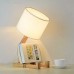 ELINKUME® Kreative Roboter Schreibtischlampe Verstellbare kann Bücher setzen Holz Nachttischlampe mit Stoff Lampenschirm E27 Schraube für Kinder Schlafzimmer Büro Wohnzimmer Dekorative Beleuchtung - BNOYV9EB