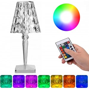 KEAGAN Kristall Tischlampe，LED Tischlampe kabellos，kristall led tischlampe,Akku Tischlampe，outdoor tischlampe ，Touch Fernbedienung [16 Farbmodus] USB-C Aufladung RGB Farbwechsel - BGQVYQKE