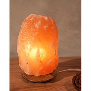 Natur Salzkristall Lampe auf Holzsockel 2-3 kg Salt Range Pakistan - BCRIQ68W