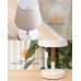 tomons 2er Set LED Nachttischlampe aus Holz LED Tischlampe Tischleuchte mit Stoffschirm für Schlafzimmer Wohnzimmer Arbeitszimmer Beistelltisch – Weiß - BQMJM99E