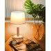 Tomons Nachttischlampe Dimmbar aus Holz Moderne Stil LED Tischlampe Schreibtischlampe Retro für Schlafzimmer oder im Hotel oder Café Weiß - BQOZTA67