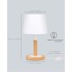 Tomons Nachttischlampe Dimmbar aus Holz Moderne Stil LED Tischlampe Schreibtischlampe Retro für Schlafzimmer oder im Hotel oder Café Weiß - BQOZTA67