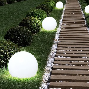 3x LED Solar Außen Steck Lampen Garten Erdspieß Kugel Rasen Leuchten weiß Globo 33770-3 - BITNXWKV