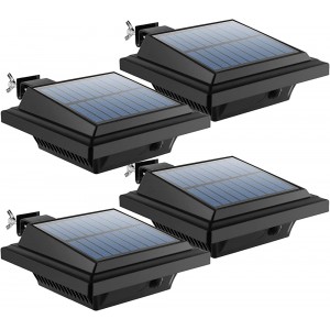 Dachrinne Solarleuchte 40 LEDs | UniqueFire Solarlampen für Außen | Schwarz Gartenbeleuchtung Warmweißes Solarlicht 3W Sicherheitswandleuchte Aussen Zaunlicht Außenlampe für Garage Patio - BAOBW67K