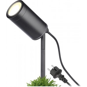 lambado® Premium LED Erdspießleuchte schwarz Außenstrahler inkl. 3W GU10 warmweiss Gartenstrahler mit Erdspieß schwenkbar inkl. 1,5m Kabel mit Stecker - BLKBBDVN