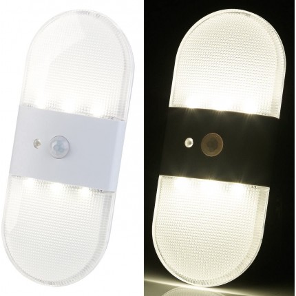 PEARL Wandlicht: Batterie-LED-Wandleuchte Bewegungs- & Licht-Sensor 80 Lumen IP44 LED Batterieleuchte - BTWIM427