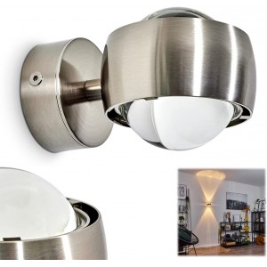 Wandlampe Sapri halbrund Effekt-Licht aus Metall in der Farbe Nickel mit transparentem Glasschirm für verschiedene Räume - BAIQIMBE