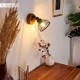 Wandleuchte Omba Wandlampe aus Metall in Schwarz und dunkeln Holz 1-flammige Vintage Retro Look Zimmerlampe 1 x E14 max. 40 Watt Leuchtenkopf ist dreh- und schwenkbar - BZYDXD61