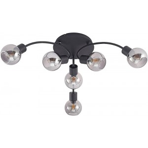 Lindby Deckenlampe 'Eridia' Modern in Schwarz aus Metall u.a. für Wohnzimmer & Esszimmer 6 flammig E14 inkl. Leuchtmittel Deckenleuchte Lampe Wohnzimmerlampe - BNCHKEVD