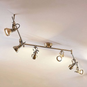 Lindby LED Deckenleuchte 'Perseas' Retro Vintage Antik in Bronze aus Metall u.a. für Wohnzimmer & Esszimmer 6 flammig GU10 inkl. Leuchtmittel Lampe LED-Deckenlampe Deckenlampe - BCGZKA7H