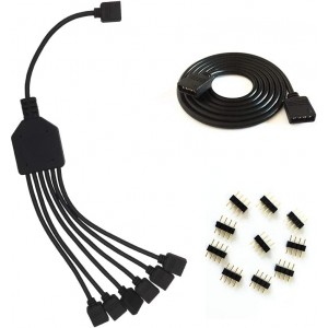 schwarz 4Pin LED Splitter Kabel Y Splitter Verteiler Kabel rgb splitter kabel， LED Stripe Verbinder für Eine zu sechs SMD 5050 3528 RGB LED Streifen - BTCQM175