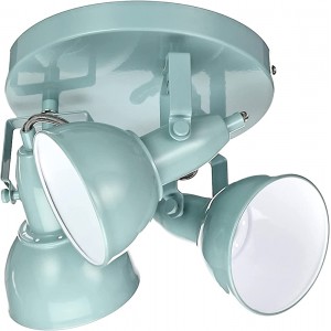 Briloner Leuchten Deckenleuchte Deckenlampe mit 3 dreh-und schwenkbaren Spots im retro vintage Design Fassung: E14 max. 40 Watt Metall Maße: 21x15.6 cm Farbe: mint weiß - BVJGFHN1