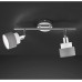 WOFI Deckenstrahler NAPLES Silber Chrom mit zwei runden Lampenschirmen aus Stoff Grau Weiß Spots schwenkbar E14 Fassung H: 20 cm x B: 9 cm x L: 48 cm - BGRUBKM8