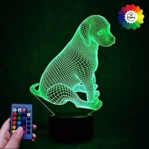 3D Hund Lampe USB Power Fernbedienung 7 16 Farben Amazing Optical Illusion 3D LED Lampe Formen Kinder Schlafzimmer Nacht Licht - BLIRSVNM
