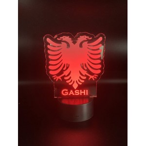 Albanien Flagge Adler Geschenke albanische Fahne mit Namen Gravur LED Lampe - BHUPM15W