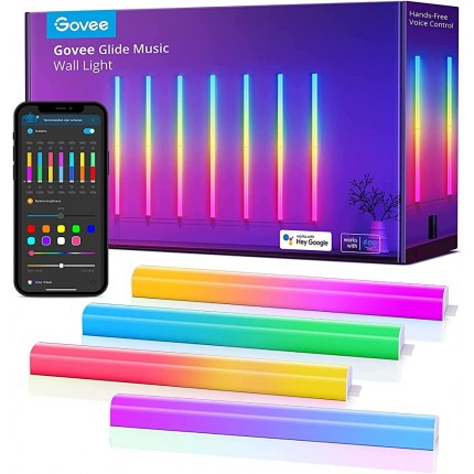 Govee Musik Wandleuchte Glide Wall Light Musik-Sync WiFi RGBIC LED Lightbar Mehrfarben funktioniert mit Alexa und Google Assistant 14 Stück - BGZMIQKQ