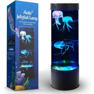 Jellyfish Lava Lamp LED Fantasy 20 Farbwechselndes Nachtlicht mit 3 Quallen Electric Mood Light Dekoration für Home Office Geschenk für Männer Frauen Kinder - BSCMKKK7
