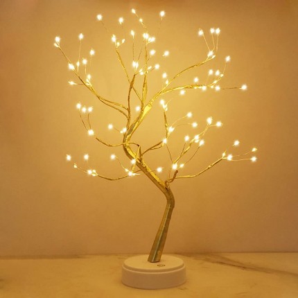 LED Baum Lichter Warmweiß USB Bonsai Baum Licht Verstellbare Äste Batteriebetrieben Dekobaum Belichtet Kleine Baumbeleuchtung Innen Deko 108 Lampenperlen - BBJUU138