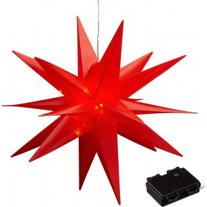 Leuchtstern 3D rot aus PVC LED Weihnachststern XL zum hängen beleuchtet inkl. 40 LED Ø 60cm Outdoor IP44 1 x XL Leuchtstern 3D rot - BKFYCWA7