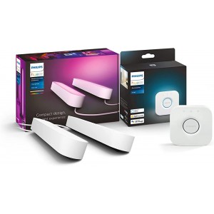 Philips Hue White and Color Ambiance Play Lightbar 2-er Pack inkl. Hue Bridge weiß bis zu 16 Millionen Farben steuerbar via App kompatibel mit  Alexa - BXNWYAEK