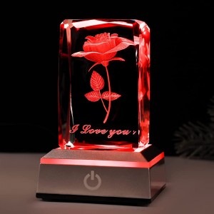 Winzwon 3D Glaskristall Geschenke für Sie Freund Freundin Ehefrau Mama I Love You LED Kristall-Lampe mit Rose für Jahrestag Valentinstag Weihnachten Muttertag Hochzeitstag Geburtstag - BDFWU52K