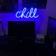 Chill Leuchtreklame Blaue Led Schild Chill Neon Wandleuchte Buchstaben Neon Schild für Wanddekor Neonlicht für Schlafzimmer Bar Hotel Spielzimmer - BPONSA86
