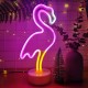ENUOLI Flamingo Leuchtreklame Neonlicht mit Sockel Led Leuchtreklame Leuchtreklame für Wanddekor USB oder batteriebetriebene Neon Light Sign Neon Nachtlicht Neonlampe für Festival Party Weihnachten - BGMLUNN3