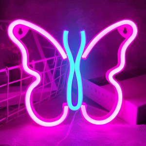 Linkstyle Schmetterling Neonlicht Acryl LED Leuchtreklame USB oder Batteriebetrieben Rosa Wandschild Nachtlampe für Schlafzimmer Kinderzimmer Wohnzimmer Bar Party Weihnachten Hochzeit Dekorationen - BATBVN9M