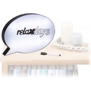 Relaxdays Leuchtkasten Sprechblase Light Box mit Marker beschreibbares LED Schild HBT: 20,5x29,5x4 cm weiß schwarz - BTEVBKW4