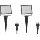 ledscom.de LED Strahler FLIN mit Erdspieß & Stecker Outdoor Scheinwerfer grau IP66 wasserfest 10W 800lm warm-weiß 2 Stk. - BFQFIKAM
