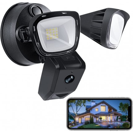 Willcrew 3000LM Security Sicherheitskamera mit Scheinwerfer 1080p Überwachungskamera Wetterfest& Wasserdicht Floodlight Cam 2-Wege-Audio Sirene ohne Gebühren Verkabelung Notwendig - BNHNAA9D