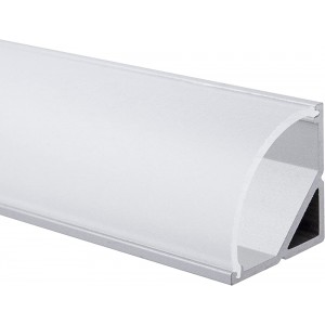 LED Alu Profile Eckprofil eloxiert für 16mm LED-Streifen z.B. für Philips Hue Led Strip mit einklickbarer OPALER Abdeckung 200 cm Spree - BIWNB472