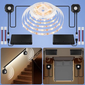 LED Strip Bewegungsmelder 5m,Dual Control LED Bettlicht mit PIR Bewegungssensor Warmweiß LED Streifen mit Automatischem Abschalt Timer,Nachtlicht mit Bewegungsmelder für Schlafzimmer,Treppe,Flur - BRJQM85H