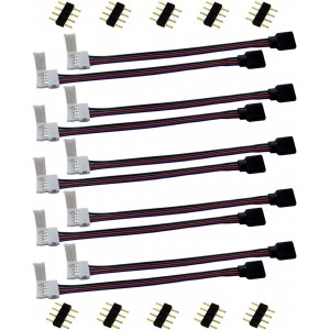 LITAELEK 10x RGB 5050 LED Schnellverbinder 4 polig Verbindungskabel Anschlusskabel LED Stripe Verbinder Adapter Eckverbinder für 10mm Breit RGB 5050 LED Streifen zu LED Strip oder LED Controller-17cm - BOCNO359