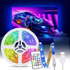 Tasmor LED Strip 2m TV Hintergrundbeleuchtung USB LED Streifen Wasserdicht IP65 RGB LED Band Leiste Sync mit Musik 16 Farben und 4 Modi für 24-60 Zoll Fernseher PC Deko - BGAER6J8