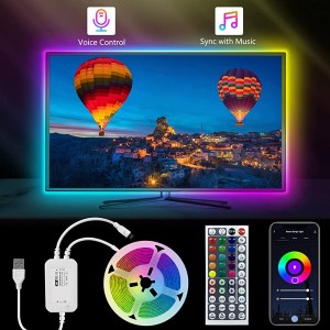 Teberno 3m WiFi Led Strip TV Hintergrundbeleuchtung Kompatibel mit Alexa und Google Assistant LED Streifen mit Fernbedienung Music Sync 16 Million RGB DIY Colors USB Powered - BPIAF27M