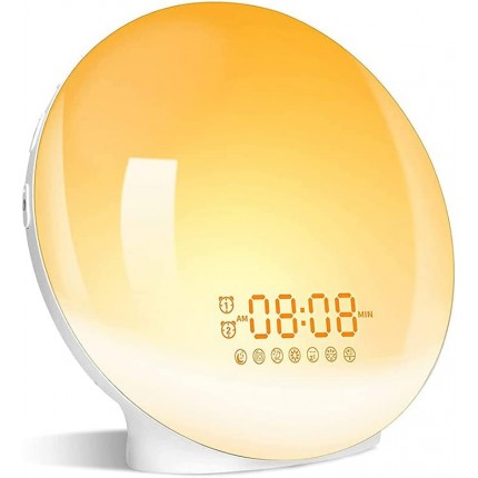 OKUGAIYA Wake Up Light Lichtwecker Smart Digitaler Wecker App-Steuerung mit 7 Farben Sonnenaufgang LED-Lampe Schlummeruhren Fm-Radio Schreibtischeinstellung Gelb - BFKHD7E1