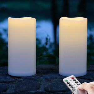 10cm X 20cm Outdoor Stück LED im Freien Wasserdichte Kerzen Batteriebetriebene Plastikkerze mit Fernbedienung Timer-Funktion Warmweißes Licht 2er-Set - BFDFRE45