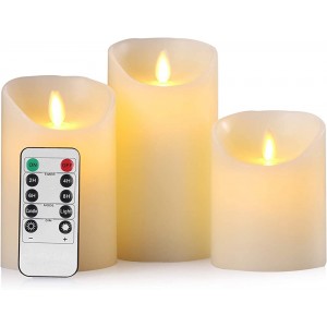 Aku Tonpa Flammenlose Kerzen Batteriebetrieben Echtes Wachs Flackernder Docht Elektrische LED-Kerze Geschenk-Set mit Fernbedienung 24 Stunden Timer - BKEYOWWE