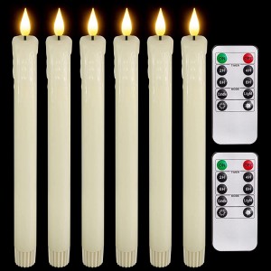 Homemory led stabkerzen mit fernbedienung Flammenlose Tafelkerzen batteriebetriebene LED Kerzen  echtes Wachs 3D-Dochtlicht,6 Stück warmer für Weihnachtsdeko - BGFGU2EJ