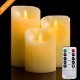 LED Kerzen,Flammenlose Kerzen 4 5 6inch Set aus 3 Echtwachs mit realistischen tanzenden LED Flammen und 10-Tasten Fernbedienung mit 2 4 6 8-Stunden Timer,300+ StundenYIWER Elfenbein 3×1 - BPCPABNK