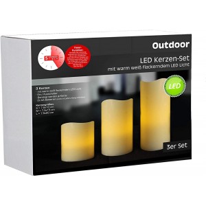 LED Outdoor Kerze mit Timer 3er Set flackernde Kerze für Außen Garten Deko - BEAAZEM4