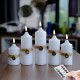 Neu Flackernde Flamme Kerzen Set mit 5 weiße LED-Batteriekerzen mit Handgemachtes Hanfseil und Anhänger Fernbedienung Timer-Funktion - BABWDDMA